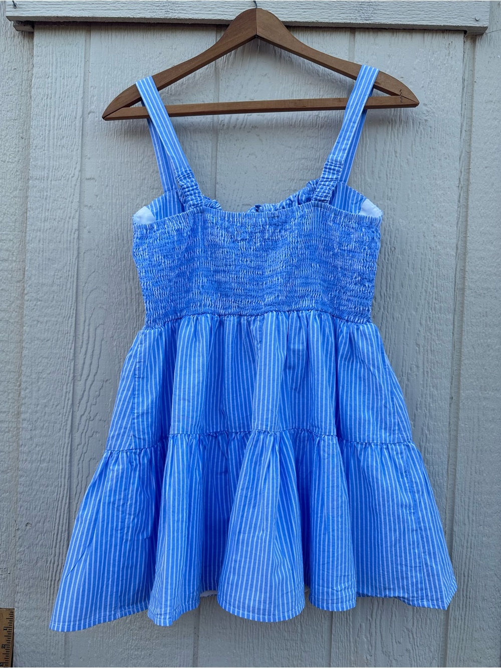 iris Blue and White Striped Tie-Front Mini Dress - Picture 5 of 6